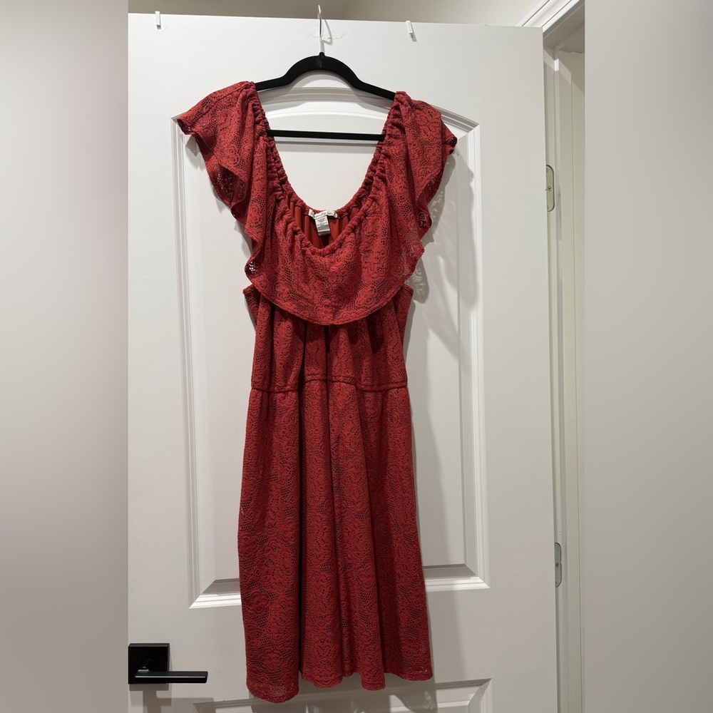 American Rag Burnt Orange Crochet Lace Mini Dress